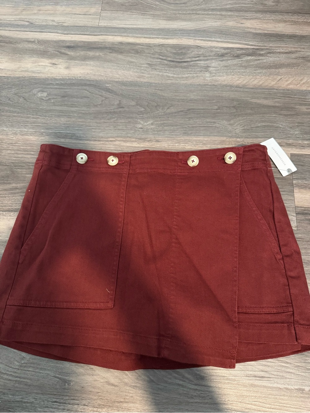 Pilcro Rust-Brown High-Rise Skort
